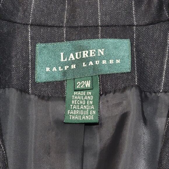 Ralph Lauren LRL 100% Wool Blazer Jacket Plus Size 22W Striped Career Work Top - Picture 4 of 9